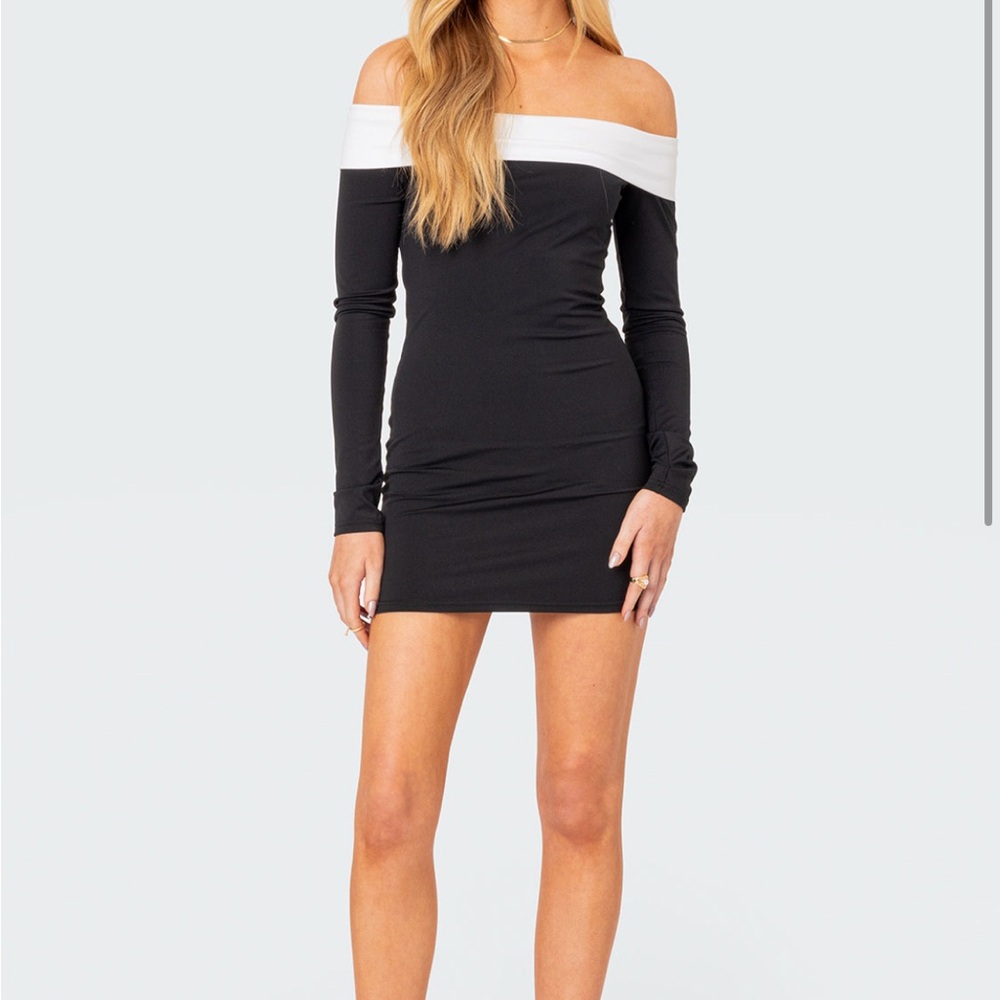 Edikted Yolanda Contrast Fold Over Mini Dress